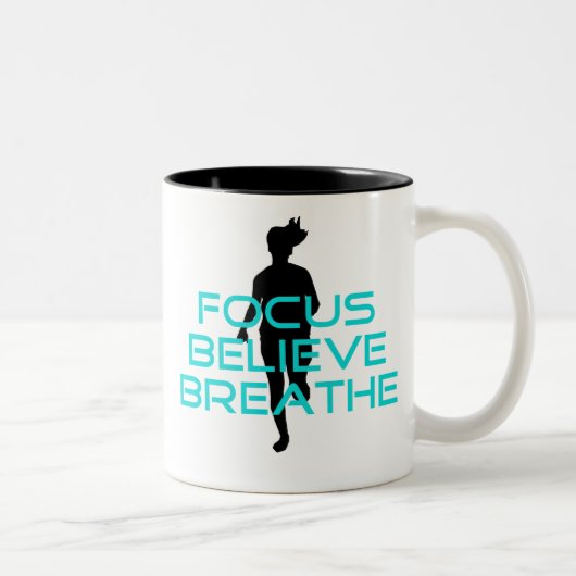 Focus Believe Breathe Aqua Tweekleurige Koffiemok (Rechts)