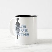 Focus Believe Breathe Blue T-shirts Tweekleurige Koffiemok (Voorkant links)