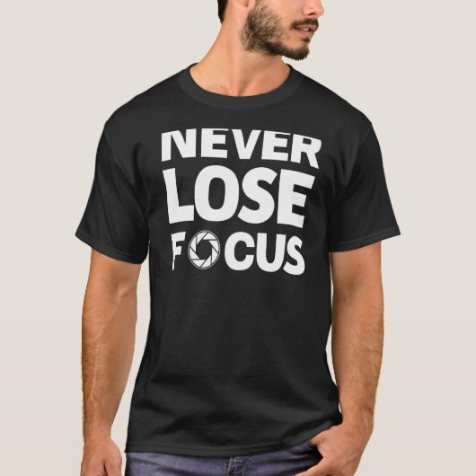 Focus-camera nooit verliezen t-shirt (Voorkant)