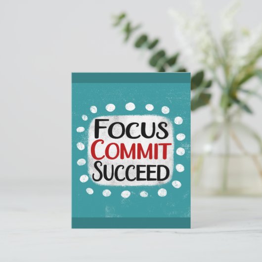 Focus Commit Succeed-Briefkaart Briefkaart (Staand voorkant)