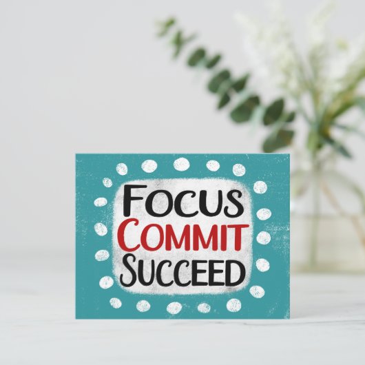 Focus Commit Succeed-Wenskaart Kaart (Staand voorkant)