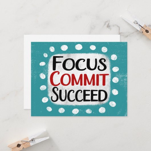 Focus Commit Succeed-Wenskaart Kaart (Voorkant / Achterkant in situ)