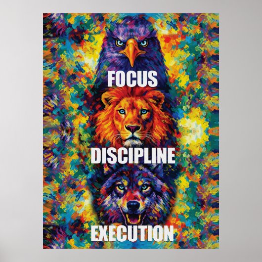 Focus Discipline Uitvoering Adelaar Leeuw Wolf Mot Poster (Voorkant)