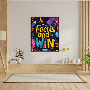 Focus En Win Motiverende Succes Citat Muur Kunst Poster