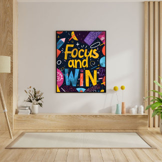 Focus En Win Motiverende Succes Citat Muur Kunst Poster