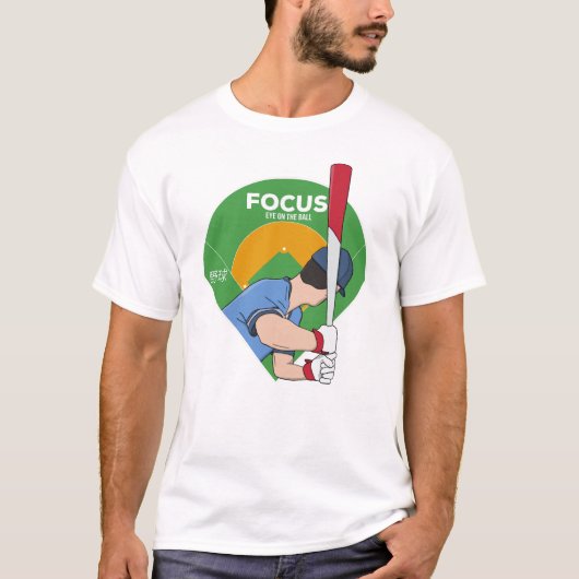Focus Eye op de Bal Honkbal T-shirt (Voorkant)