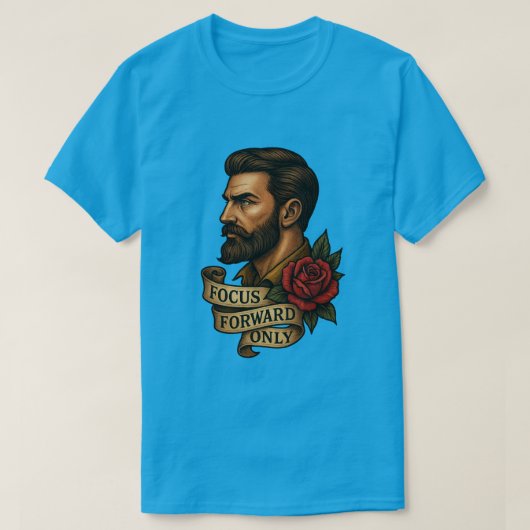 Focus Forward Only T-shirt in Tattoo stijl (Design voorkant)