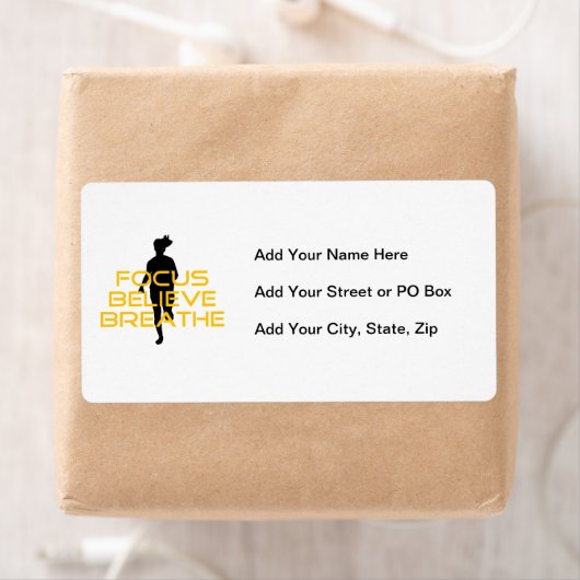 Focus gelooft Breathe Yellow Running Fitness Etiket (Insitu)