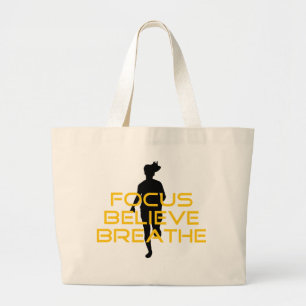 Focus gelooft Breathe Yellow Running Fitness Grote Tote Bag