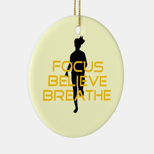 Focus gelooft Breathe Yellow Running Fitness Keramisch Ornament (Rechts)