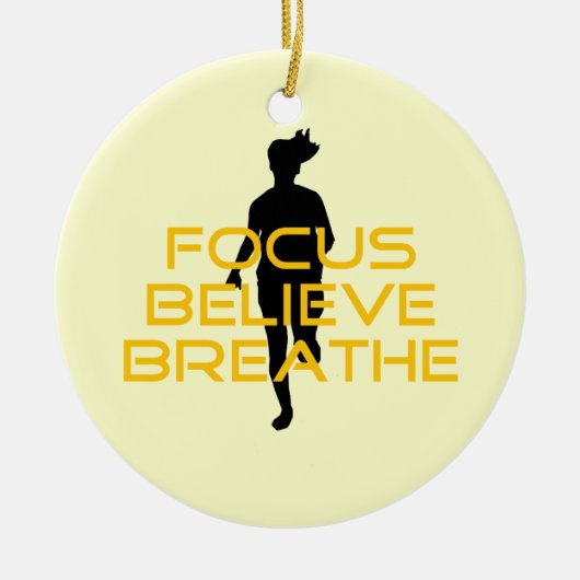 Focus gelooft Breathe Yellow Running Fitness Keramisch Ornament (Voorkant)