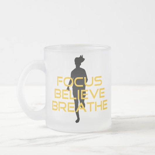 Focus gelooft Breathe Yellow Running Fitness Matglas Koffiemok (Links)