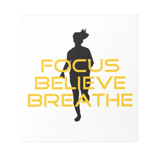 Focus gelooft Breathe Yellow Running Fitness Notitieblok (Voorkant)