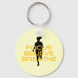 Focus gelooft Breathe Yellow Running Fitness Sleutelhanger