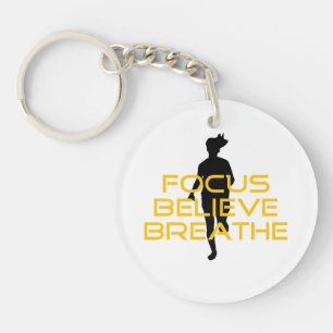 Focus gelooft Breathe Yellow Running Fitness Sleutelhanger