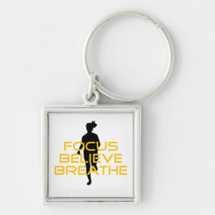 Focus gelooft Breathe Yellow Running Fitness Sleutelhanger