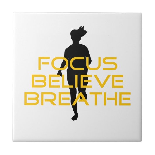 Focus gelooft Breathe Yellow Running Fitness Tegeltje (Voorkant)