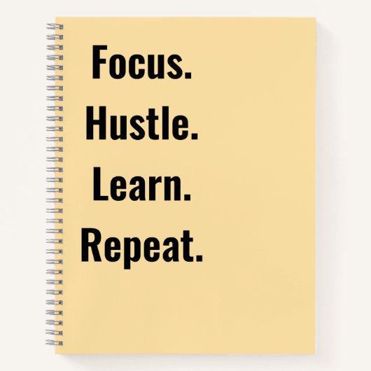 Focus Hustle Learn Repeat Motivational  students Notitieboek (Voorkant)