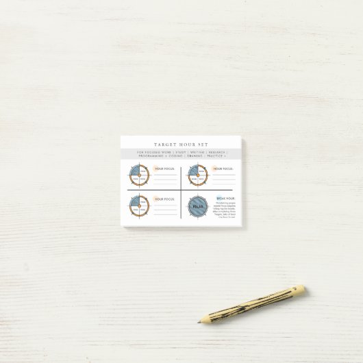 Focus instellen van het doeluur post-it® notes (Op bureau)