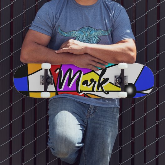 Focus - Kleurrijk gedurfd abstract ontwerp Persoonlijk Skateboard (Buiten 3)