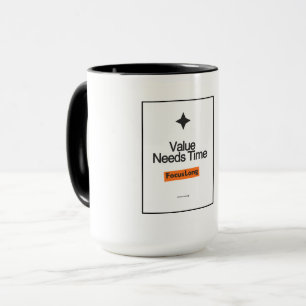 Focus Lange Koffiemok – Waarde Heeft Tijd Investor Mok