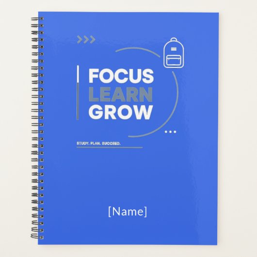 Focus Learn Grow / Motivación y Éxito Escolar Planner (Voorkant)