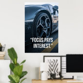 Focus Levert Rente Auto Motivatie Poster (Thuiskantoor)