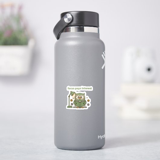 Focus Levert Rente Sticker – Motiverende Uil  (HydroFlask)