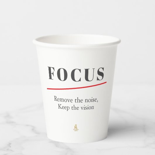 FOCUS Minimalist Motivational  — Clean Mode Papieren Bekers (Voorkant)