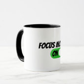 "Focus Mode ON" Funny Coffee Mok (Voorkant links)
