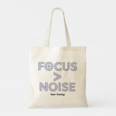 FOCUS > NOISE Motiverende Moderne Typografie Tote Bag (Achterkant)