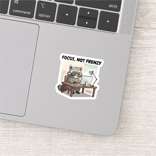 Focus Not Frenzy Sticker Productivity Cute Raccoon (Detail)