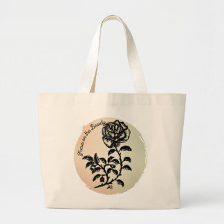 Focus op de Beauty Pen en Ink Roos Grote Tote Bag