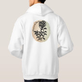 Focus op de Beauty Pen en Ink Roos Illustration Hoodie (Achterkant)