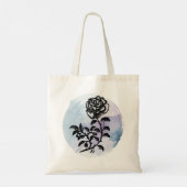 Focus op de Beauty Pen en Ink Roos op Blauw Tote Bag (Achterkant)