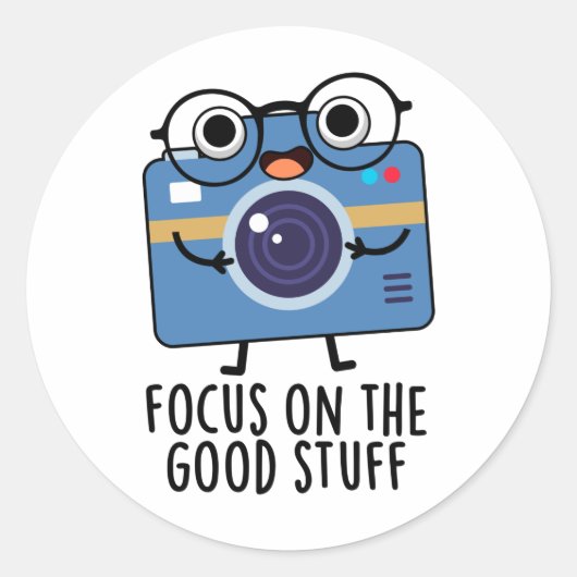 Focus op de goede dingen positieve camera woordspe ronde sticker (Voorkant)