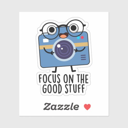 Focus op de goede dingen positieve camera woordspe sticker (Vel)