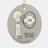 Focus op geloof keramisch ornament (Links)