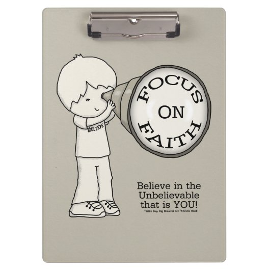 Focus op geloof klembord (Voorkant)