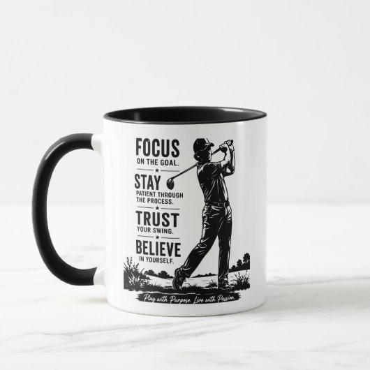 Focus op het Doel Blijf Geduldig Vertrouw Je Mok (Links)