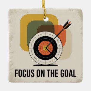Focus op het doel keramisch ornament