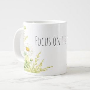 Focus op het goede - aquarel margrieten grote koffiekop