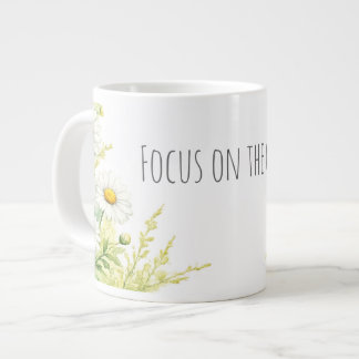 Focus op het goede - aquarel margrieten grote koffiekop