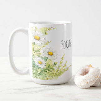 Focus op het goede - aquarel margrieten koffiemok