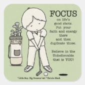 Focus op het goede vierkante sticker (Voorkant)