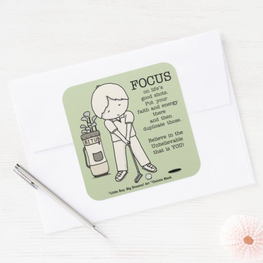 Focus op het goede vierkante sticker (Envelop)