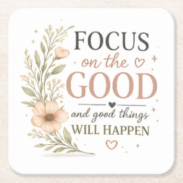 Focus op het Goede – Vintage Bloem Inspirerend P Kartonnen Onderzetters