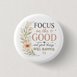 Focus op het Goede – Vintage Bloem Inspirerend P Ronde Button 3,2 Cm