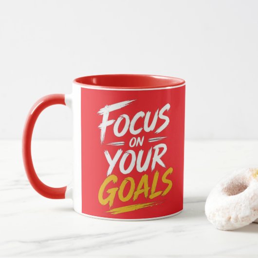 Focus op je Doelen Motiverende Typografie Mok (Met donut)