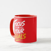 Focus op je Doelen Motiverende Typografie Mok (Voorkant links)